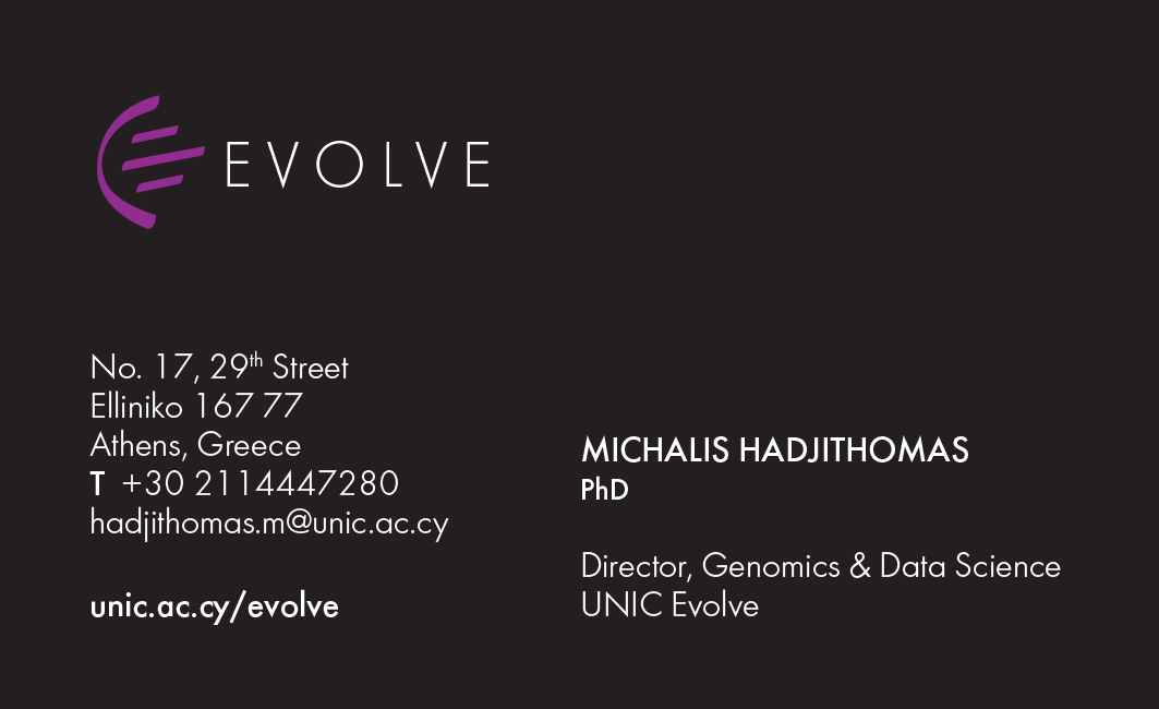 Evolve business card, black finish - front