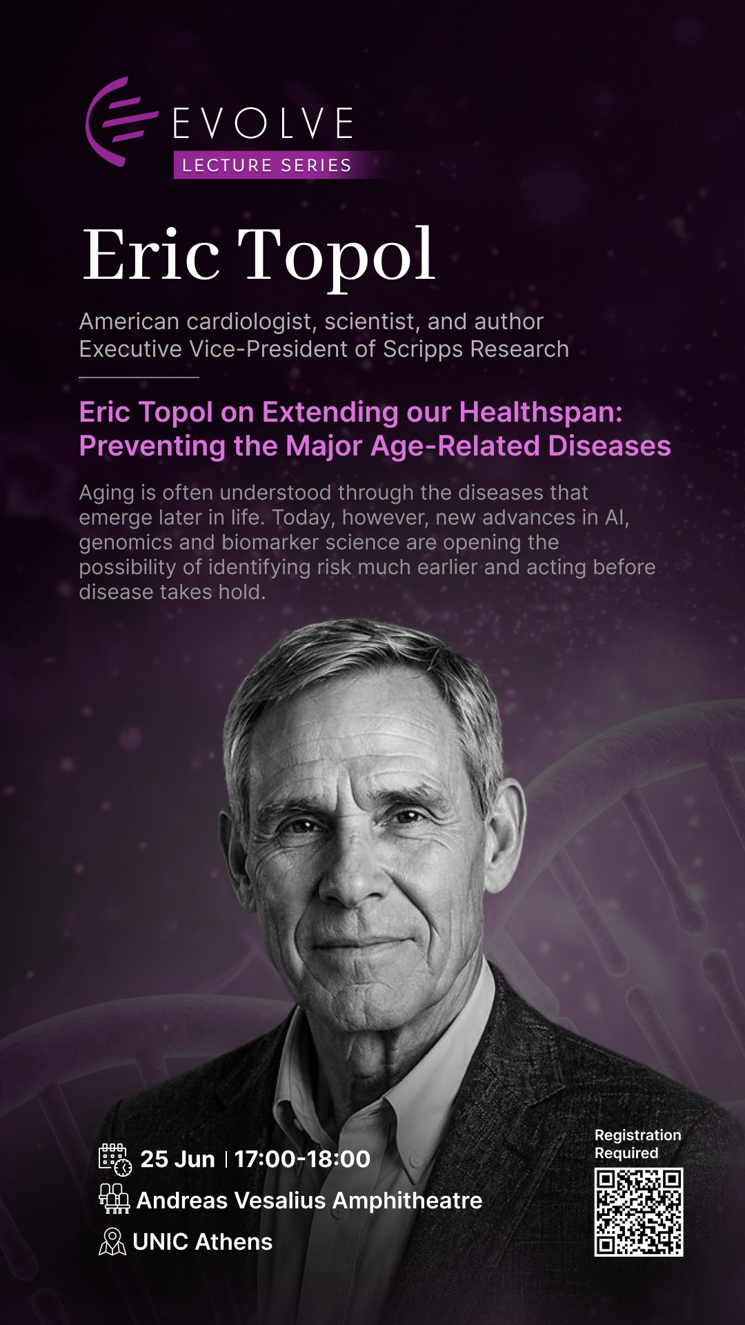 Evolve Lecture Series - Eric Topol, vertical 9:16 layout