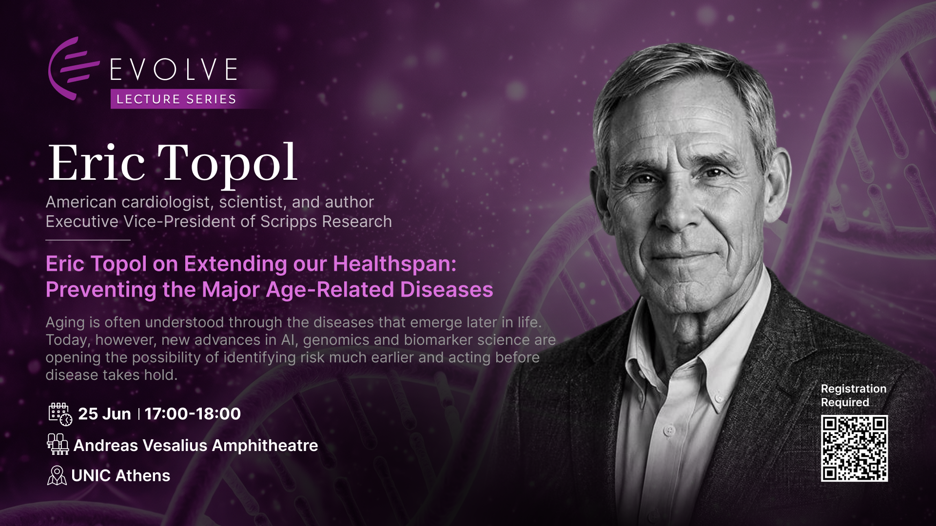 Evolve Lecture Series - Eric Topol, wide 16:9 layout